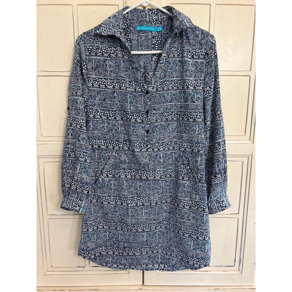 Tori Richard size 0P blue & white dress with pockets